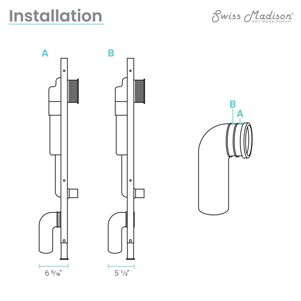 Swiss Madison Concealed InWall Toilet Tank Carrier System 2x6
